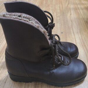 Dark Brown Leather Winter Boots